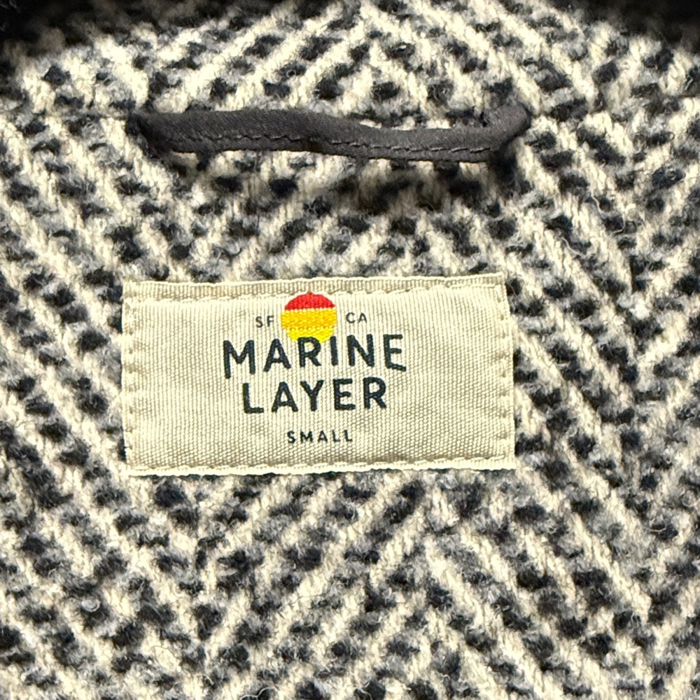 Marine Layer Black and White Herringbone Stephanie Cocoon Coat - Small - Picture 2 of 7